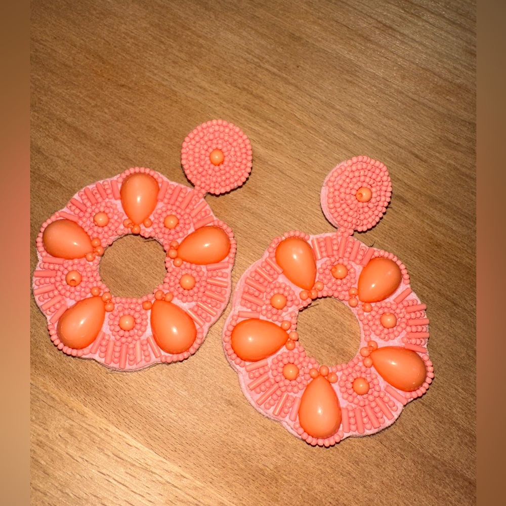 Vibrant Pink Beaded Statement Earrings